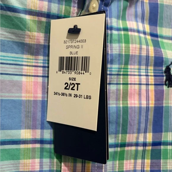 NWT Ralph Lauren Boys 2T Spring II Easter Pastel Plaid Button Down Shirt - Picture 3 of 7